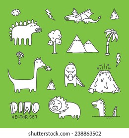 Dino cartoon vector set (white)