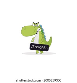 Dino Censored Emoticon Vector Illustration