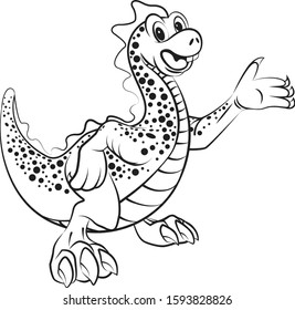 Dino Character lineart Say hello