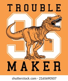 Dino Collegiate Varsity Print, Vector Illustration