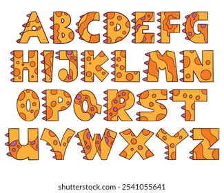 Dino Colorful font shaped alphabet set