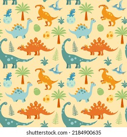 Dino colorful vector seamless pattern