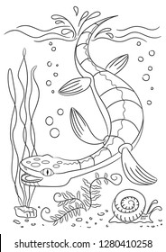  Dino Coloring book page. Animals cartoon. Coloring page outline of cartoon. Vector illustration, coloring book for kids. Doodle page. Children background. Monster outline