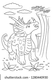 Dino Coloring book page. Animals cartoon. Coloring page outline of cartoon. Vector illustration, coloring book for kids. Doodle page. Dino coloring page. Monster outline