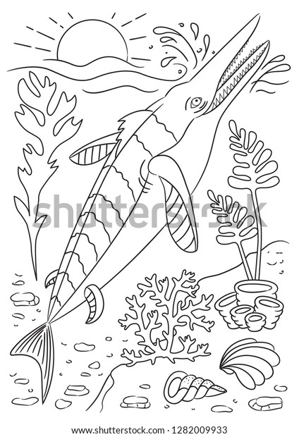 Download Dino Coloring Book Page Animals Cartoon Stock Vector Royalty Free 1282009933