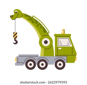 Dino grúa máquina dibujada a mano