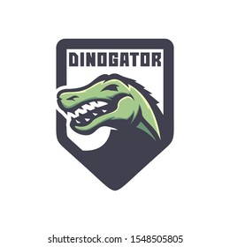 dino crocodile shield vector logo