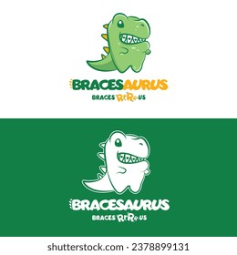 dino Dental Clinic Logo Zahn abstraktes Design Vektor Vorlage Linear Stil. t-rex Zahnarzt für Stomatologie Zahnarzt Logotype Konzeptsymbol, t-rex Zahnarzt, bracesauras Logo, Illustration dino braces zn