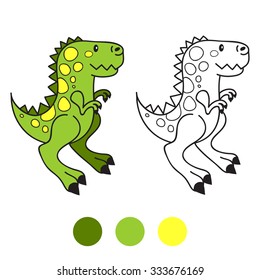 Dino, dinosaur. Coloring book page. Cartoon vector illustration. Game for children
