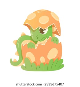 Dino or dragon hatching out of crashing egg.