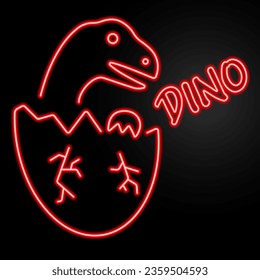 dino egg neon sign, modern glowing banner design, colorful modern design trend on black background. Vector illustration.