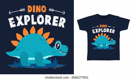 Dino explorer cartoon for t shirt design