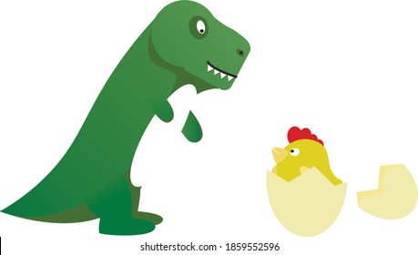 Dino father and chicken kid