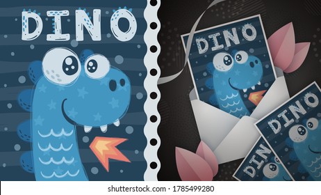 Dino fire - idea for greeting card.