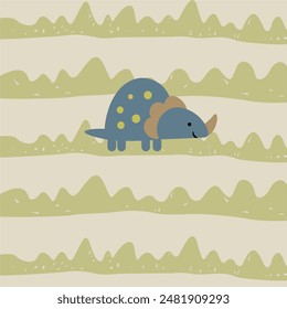 Amigos Dino. Divertidos dinosaurios de dibujos animados, huesos y huevos. Lindo t rex, personajes. Conjunto de garabatos de Vector dibujado a mano para niños. Bueno para textiles, guardería, Fondos de pantalla, papel de embalaje, ropa. Palabras fuertes