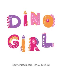 Chica Dino. Letras Dinosaurio para inscripciones en niños y bebés Camisetas, tarjetas, carteles