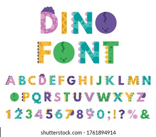 Dino hand drawn alphabet. Cartoon cute ABC letters dinosaurs for kids, comic dino english alphabet isolated vector icons illustration set. Alphabet dino style cartoon for kids, abc study illustration