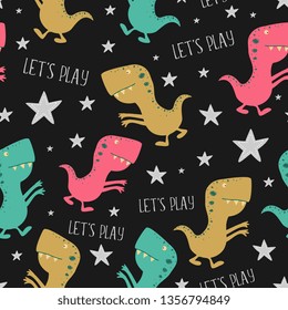 Dino hand drawn seamless pattern for baby and kids