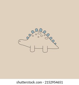 Dino hand drawn vector illustration. Cute dinosaur print. For clothes, t-shirts, posters, stickers.