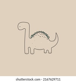 Dino hand drawn vector illustration. Cute dinosaur print. For clothes, t-shirts, posters, stickers.