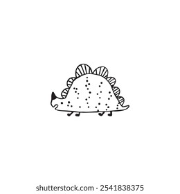 Dino hand-drawn vector illustration of a cute dinosaur in a simple, childish doodle sketch style, with a marker-drawn effect. For icon, print design for baby clothing. Isolate on a white background