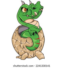 Dino hatching out of crashing egg