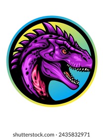 dino head vector logo with unique and modern color line strokes