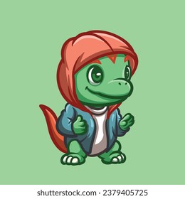 Dino Hoddie Creative Cartoon Illustration 