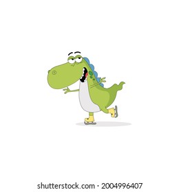 Ilustración del vector del emoticono de patinaje sobre hielo Dino