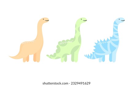 dino illustration in 3 styles on white background