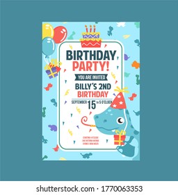 dino invitation birthday card kids boys