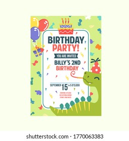 dino invitation cards birthday green