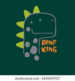 Dino king funny hand drawn doodle, cartoon alligator. Good for Poster or t-shirt textile graphic design. Vector hand drawn illustration.