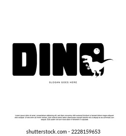 Dino lettering logo design with dinosaur negative space vector