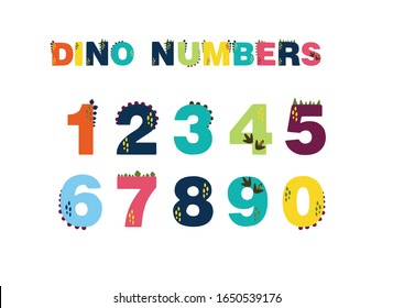 números dino. números para niños, de 0 a 9. Material didáctico para niños. Tarjeta para números de aprendizaje. Número 0-9. números coloreados con dinosaurios