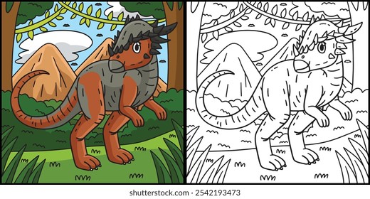 Ilustración de página para colorear de Dino Pachycephalosaurus