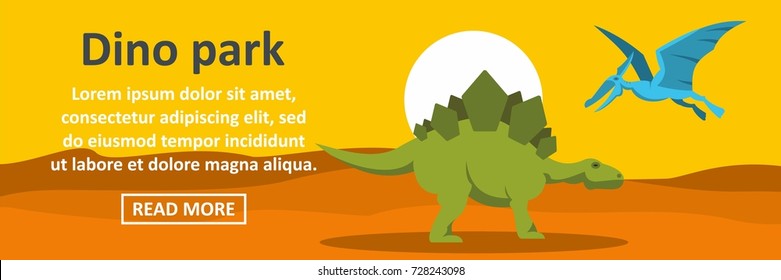 Dino park banner horizontal concept. Flat illustration of dino park banner horizontal vector concept for web design