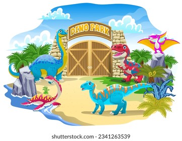 Dino Park Cartoon Happy in Children book Style