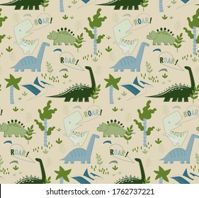 Dino pattern seamless cartoon design. Kids playground series.