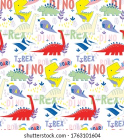 Dino pattern seamless cartoon design. Kids playground series.