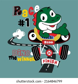 Dino race cartoon vector design