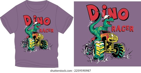 Dino racer monster truck Graphic design vector