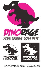 Dino Rage is a template logo depicting a fierce and terrible dinosaur with modern shapes and cartoon style. Available in color, black and white.