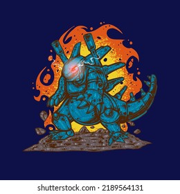 dino robot character logo vector