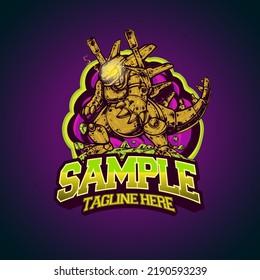 dino robot template mascot logo vector
