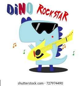 dino rock star. vector cartoon illustration