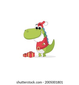Dino Santa Claus Emoticon Vector Illustration