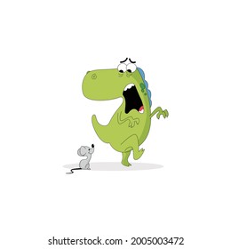 Dino Scared Emoticon Vector Illustration