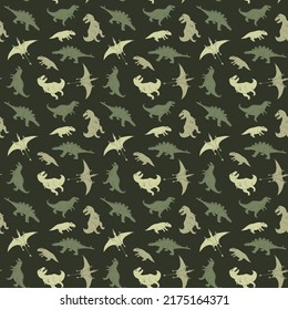Dino Seamless Pattern, Cute Cartoon Dinosaurs Doodles Vector Illustration.