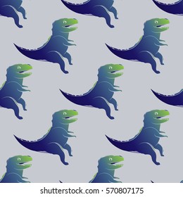 Dino seamless pattern. Vector line art.
